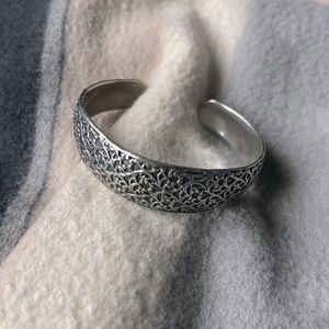 Sterling silver floral design cuff bracelet